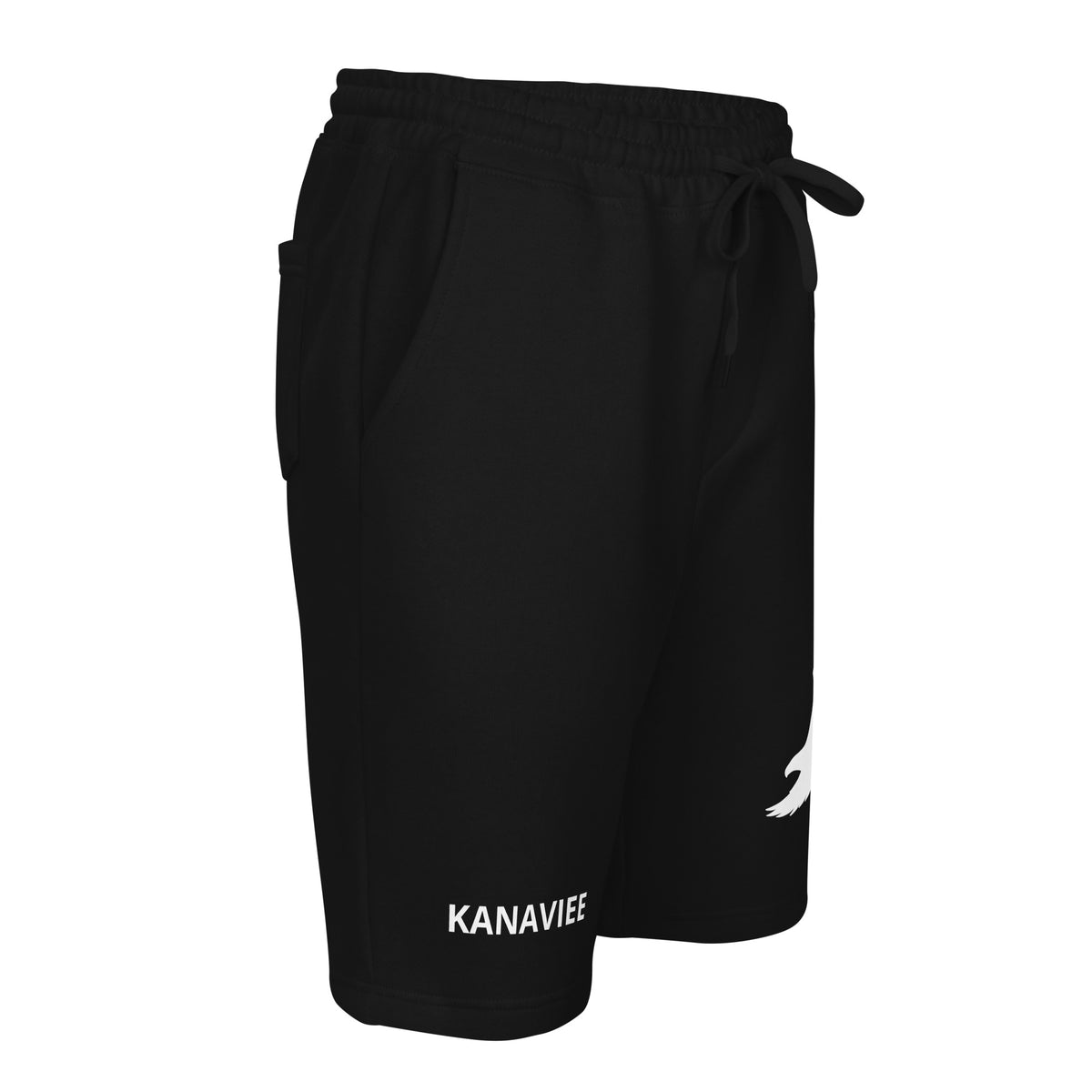 Adjustable elastic waistband and drawstring detail on KANAVIEE athletic shorts