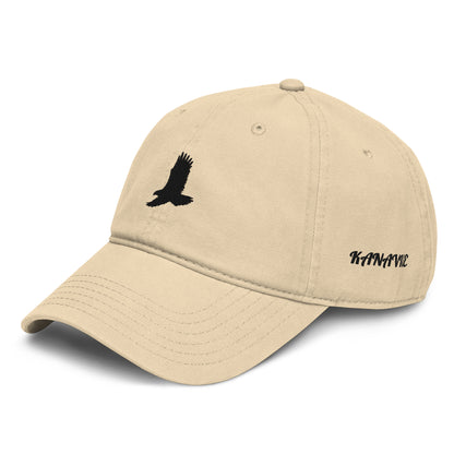 KANAVIEE Signature Eagle Cap premium fabric detail Side view of KANAVIEE baseball cap showing clean embroidered side wordmark branding